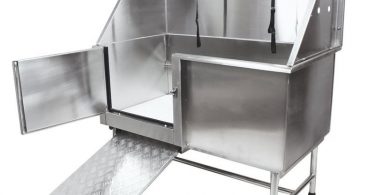 Flying Pig dog wash station is made of stainless steel materials.