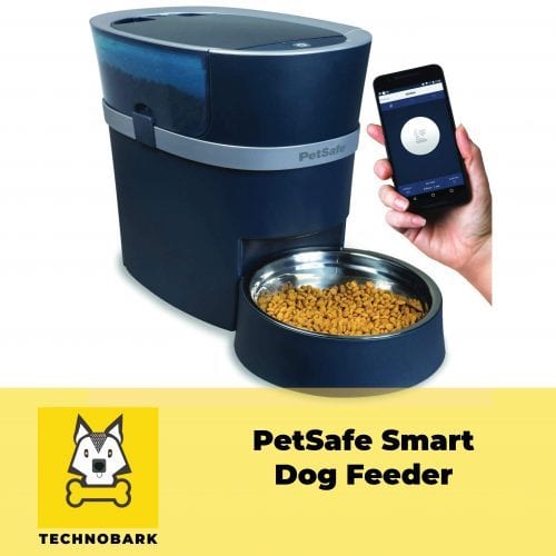 PetSage smart dog feeder with smartphone with the smart feed app.