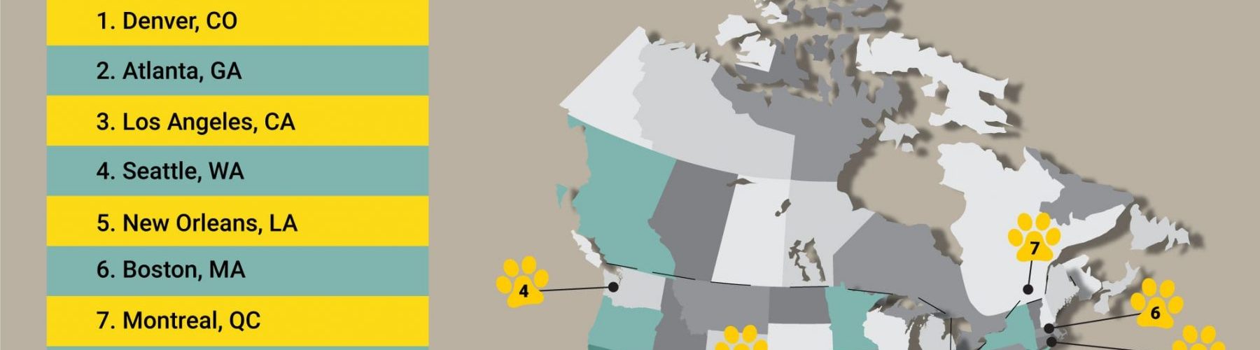 TOP-10 North American cities for dog owners infographic