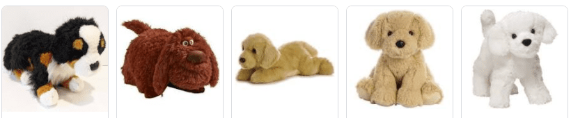 Various stuffed animals for dogs to hump.