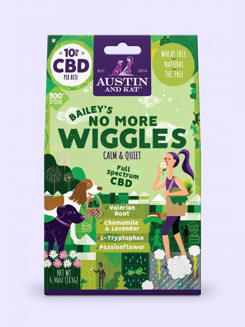 Austin And Kat Bailey's no more wiggles dog treat with full spectrum CBD.