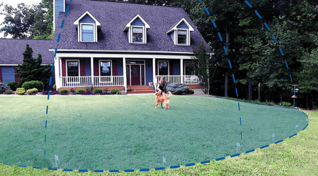 Measuring backyard for installing a invisible dog fence system