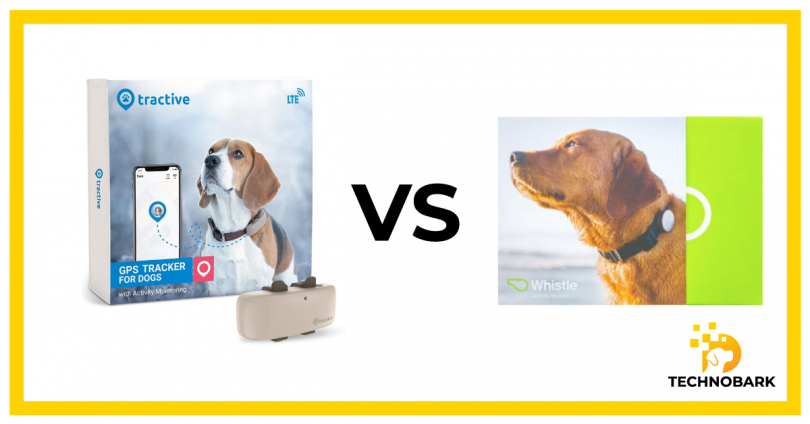 Whistle collar vs Tractive GPS dog tracker side-by-side compariosn.