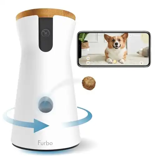 Furbo 360 Dog Camera: Rotating 360 View Wide-Angle Pet Camera with Treat Tossing