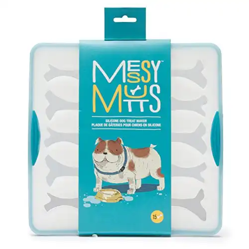 Messy Mutts Silicone Treat Making Molds | 9" x 9" Tray | Dishwasher, Freezer, Oven Safe | Perfect for DIY Dog Treats | Framed Design | Small (15 Bone-Shaped Cavities)