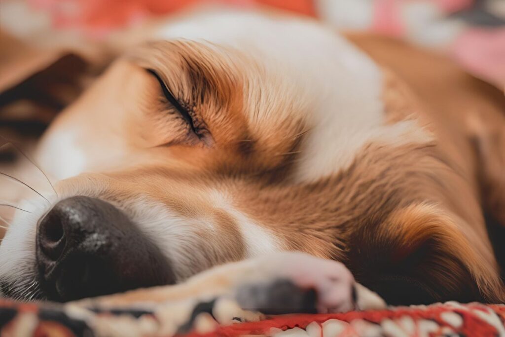 Dog sleeping after a long run