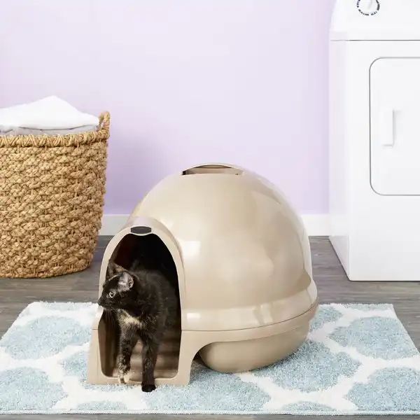 Petmate Booda Clean Step Cat Litter Box Dome (Made in the USA with 95% Recycled Materials)- Brushed Nickel, Made in USA