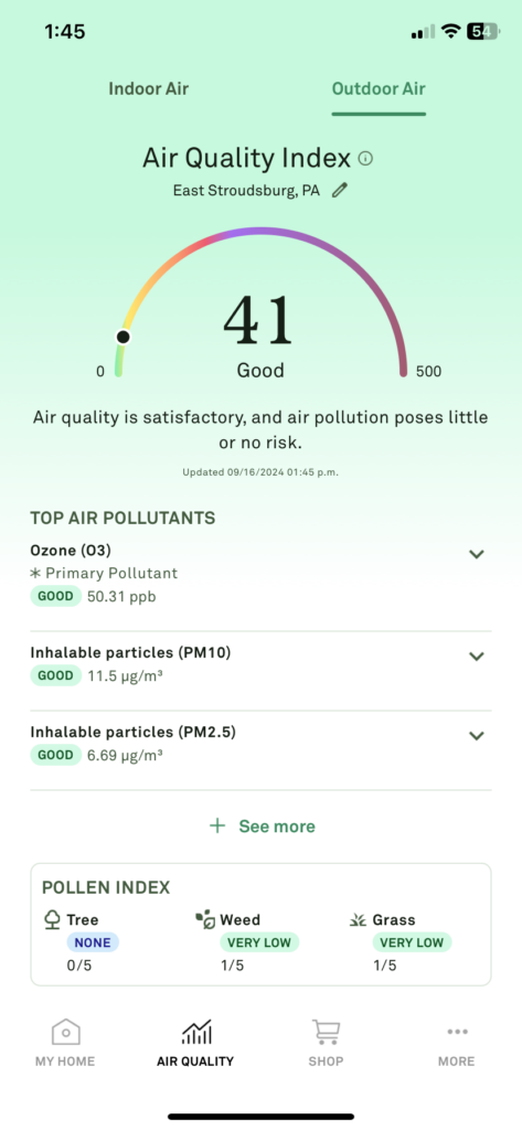 Molekule app outdoor air quality