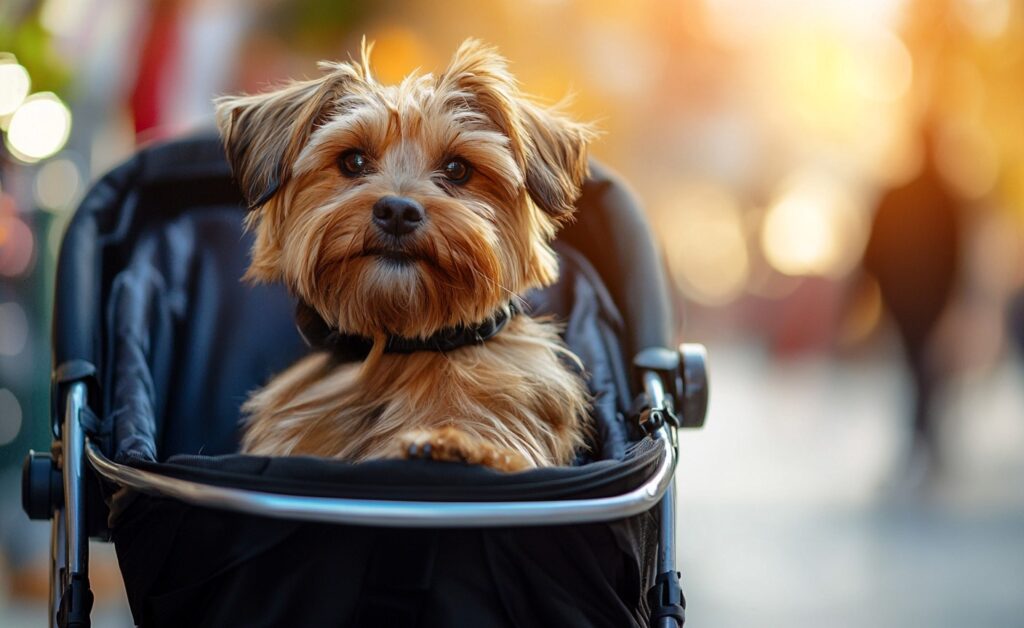 dog in stroller