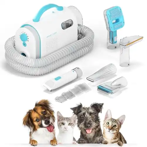 Uproot Clean Pet Grooming Vacuum Kit 7 in 1 - Cat & Dog Hair Vacuum Groomer with Brush