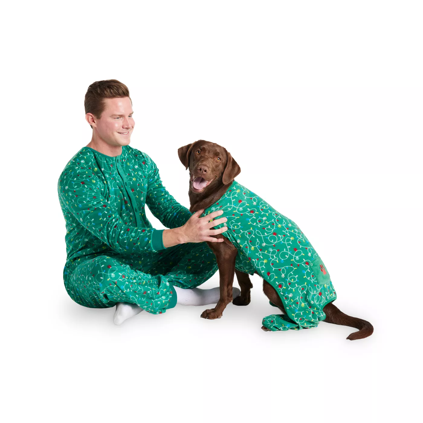 Merry & Bright Pet Parent Lights Onesie Pajamas