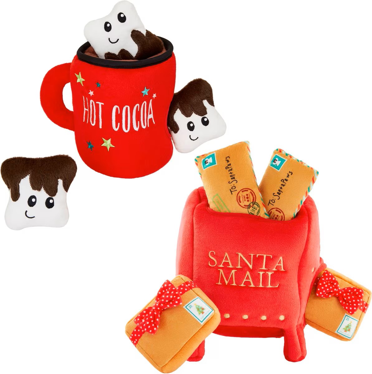 Bundle: Frisco Holiday Hot Cocoa + Holiday North Pole Mailbox Hide & Seek Puzzle Plush Squeaky Dog Toy