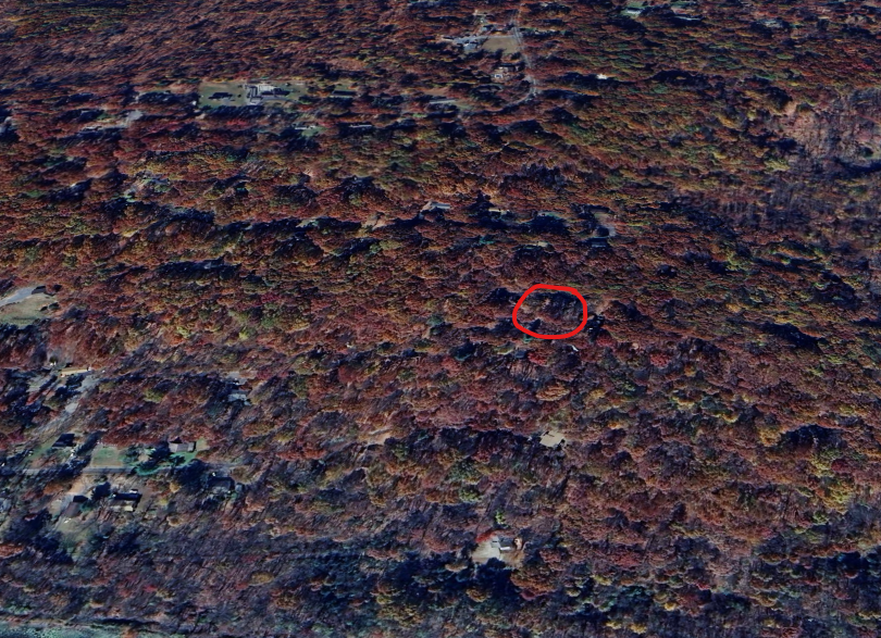 Screenshot showing a woodsy neighborhood