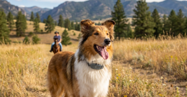 GPS dog collar in a rural setting